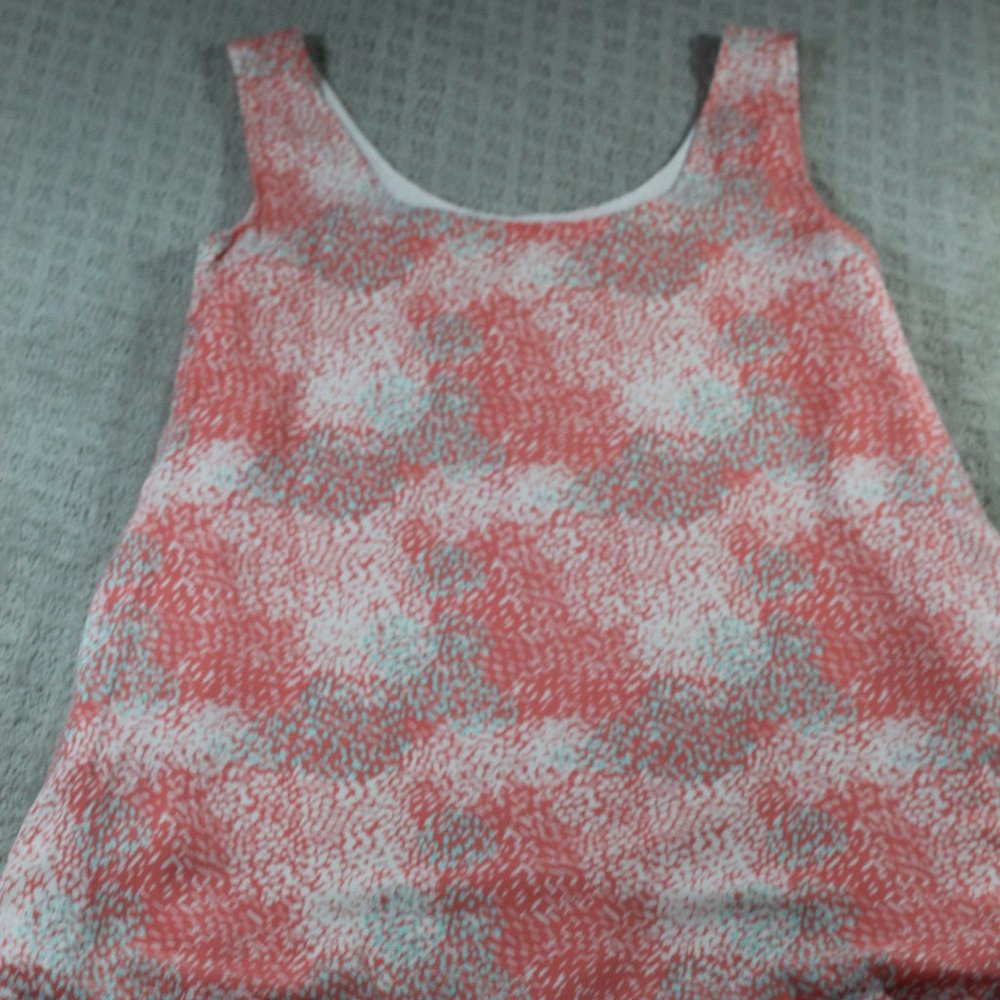 Tulle Size Small Oversized Sleeveless Scoop Neck Peach & Teal Flowy Mini Dress